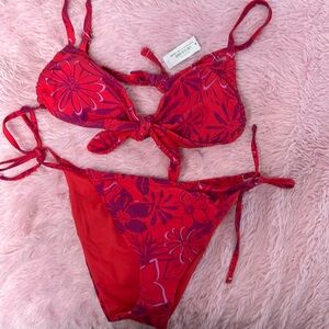 Adore Me String Bikini Red Purple Size Large NWT